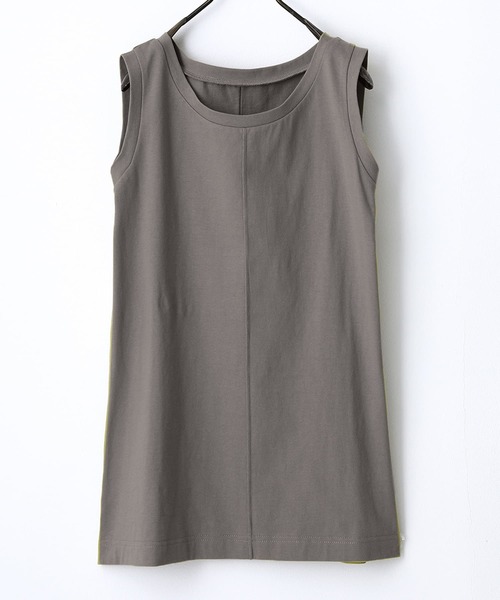 n'OrLABEL(ノアールレーベル)の「【機能素材】『フロントステッチタンクトップ』(タンクトップ・レディース・ブルーグリーン/パープル/チャコール/ブラック/イエロー系/オフホワイト/グレイッシュベージュ/オレンジ/カーキ・M/LL/L)」の4枚目の写真