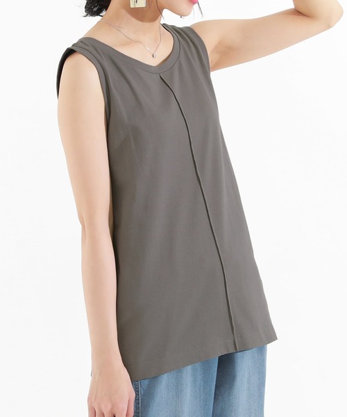 n'OrLABEL(ノアールレーベル)の「【機能素材】『フロントステッチタンクトップ』(タンクトップ・レディース・ブルーグリーン/パープル/チャコール/ブラック/イエロー系/オフホワイト/グレイッシュベージュ/オレンジ/カーキ・M/LL/L)」の19枚目の写真