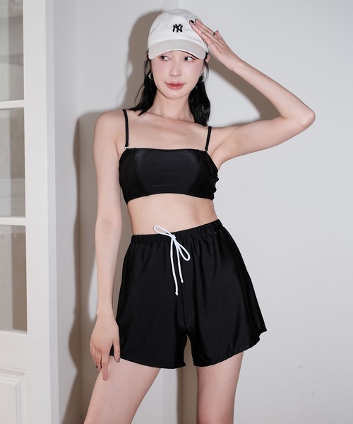 OSYAREVO(オシャレボ)の「水着 レディース 体型カバー ラッシュガード 紫外線カット率 99%以上 UPF50+ uvカット フィットネス 水陸両用 ヘンリーネック ビキニ セットアップ(水着・レディース・ベージュ/カーキオリーブ/セージグリーン/グレイッシュベージュ・MEDIUM/LARGE/X-LARGE)」の20枚目の写真