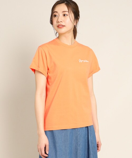 GYMPHLEX(ジムフレックス)の「Gymphlex(ジムフレックス) ロゴ刺繍Tシャツ(Tシャツ/カットソー・レディース・ホワイト/ベージュ/オレンジ/チャコールグレー/ホワイト系5/ブラック/グレー系2・01/02/03)」の1枚目の写真