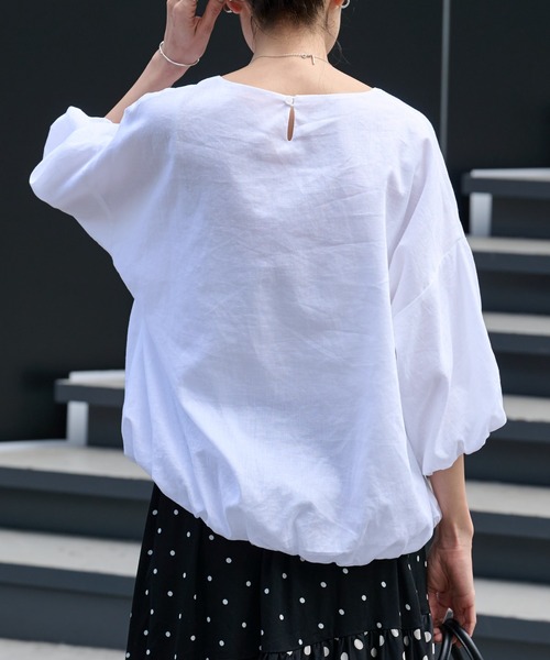 BEARDSLEY（ビアズリー）の「《ビアズリー》リネンコットン コクーン ブラウス（シャツ/ブラウス・レディース・ホワイト/ピンク/グリーン/ブラック・FREE）」の19枚目の写真