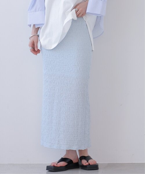 frames RAY CASSIN（フレームスレイカズン）の「スモッキングジャガードタイトスカート（スカート・レディース・ライトカーキ/オフホワイト/ブラック/サックスブルー・FREE）」の4枚目の写真