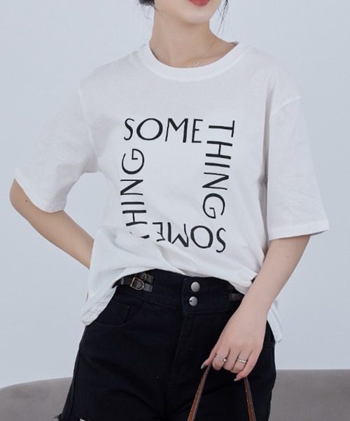 solleim(ソルレム)の「SOMETHING ロゴT(Tシャツ/カットソー・レディース・ブラック/オフホワイト・M)」の1枚目の写真