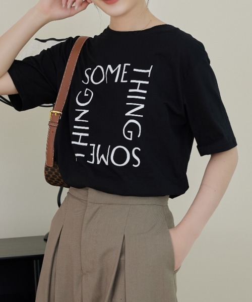 solleim(ソルレム)の「SOMETHING ロゴT(Tシャツ/カットソー・レディース・ブラック/オフホワイト・M)」の2枚目の写真