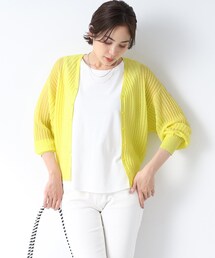 INDIVI | 【洗える】シアーVネックショートカーディガン(カーディガン/ボレロ)