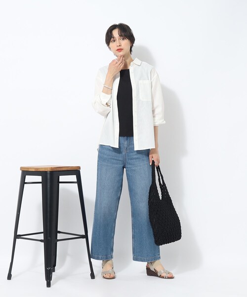 SHOO・LA・RUE（シューラルー）の「◆【大人ヘルシー】フレンチスリーブトップス（Tシャツ/カットソー・レディース・ブラック/ホワイト系・02/03/04）」の5枚目の写真