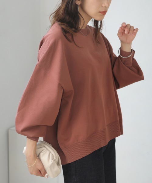 Bou Jeloud(ブージュルード)の「きれいスウェットニットプルオーバー(Tシャツ/カットソー・レディース・ピンク/ホワイト系その他/ブルー・FREE)」の3枚目の写真