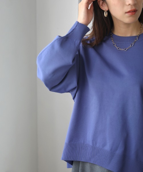 Bou Jeloud(ブージュルード)の「きれいスウェットニットプルオーバー(Tシャツ/カットソー・レディース・ピンク/ホワイト系その他/ブルー・FREE)」の2枚目の写真