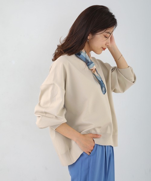 Bou Jeloud(ブージュルード)の「きれいスウェットニットプルオーバー(Tシャツ/カットソー・レディース・ピンク/ホワイト系その他/ブルー・FREE)」の14枚目の写真