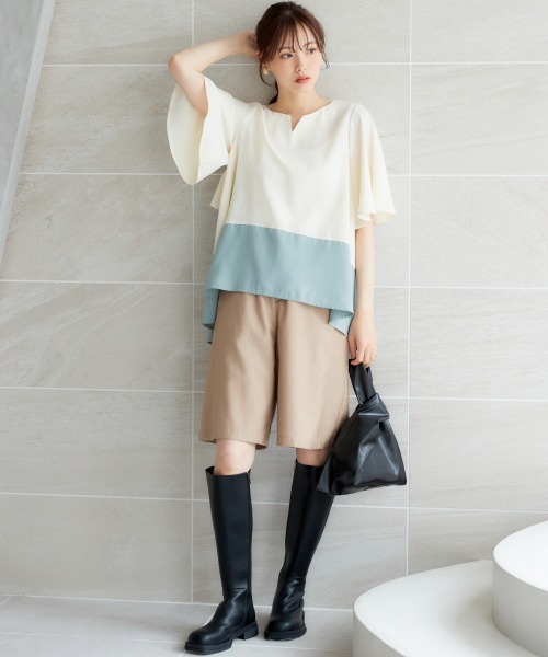 miclat（ミクラ）の「大きいサイズ　バックフリルブラウス　miclat（シャツ/ブラウス・レディース・カーキ/クリーム・L/LL/3L/4L/5L）」の4枚目の写真