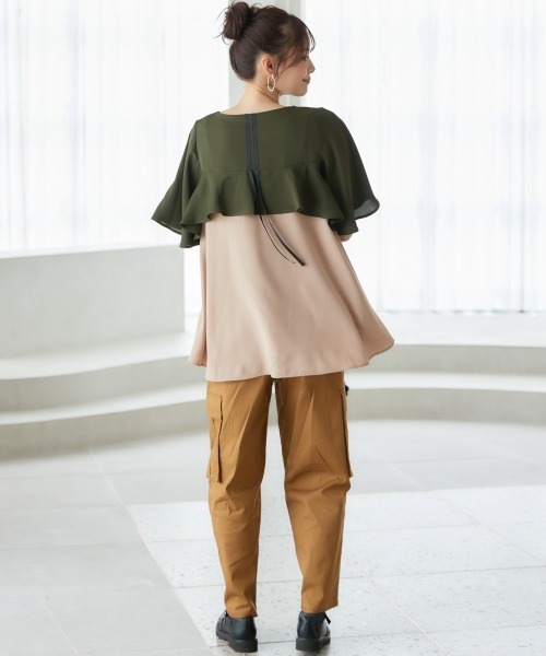 miclat（ミクラ）の「大きいサイズ　バックフリルブラウス　miclat（シャツ/ブラウス・レディース・カーキ/クリーム・L/LL/3L/4L/5L）」の7枚目の写真