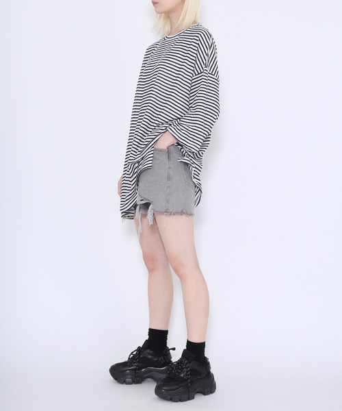WOND（ウォンド）の「ボーダービッグＴシャツ（Tシャツ/カットソー・レディース・グリーン/ブラック・FREE）」の5枚目の写真