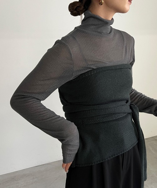 新品タグ付き　かぐれ　ラムウールワイドニットベスト　 MOCHA かぐれ ラムウールワイドニットベスト MOCHA