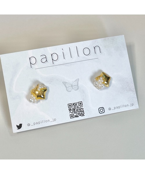 tone(トーン)の「【papillon】星パールイヤリング(MA)(イヤリング・レディース・ゴールド・FREE)」の1枚目の写真