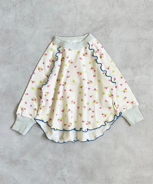 HOGAN RANCH WEAR（ホーガンランチウエア）の「フラワーワッフルメローカットソー（80～150cm）（Tシャツ/カットソー・キッズ・オフホワイト/グレー/ブラウン・150/130/120/110/90/140/80/100）」の2枚目の写真