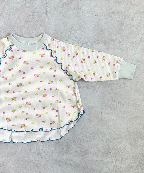 HOGAN RANCH WEAR（ホーガンランチウエア）の「フラワーワッフルメローカットソー（80～150cm）（Tシャツ/カットソー・キッズ・オフホワイト/グレー/ブラウン・150/130/120/110/90/140/80/100）」の5枚目の写真