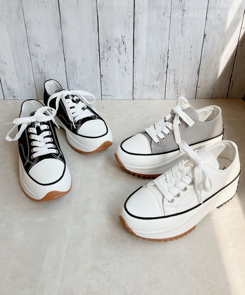Noubel Voug Relax（ヌーベルヴォーグリラックス）の「厚底 キャンバス スニーカー（スニーカー・レディース・グレー/ホワイト/ブラック・M/S/LL/L/3L）」の4枚目の写真