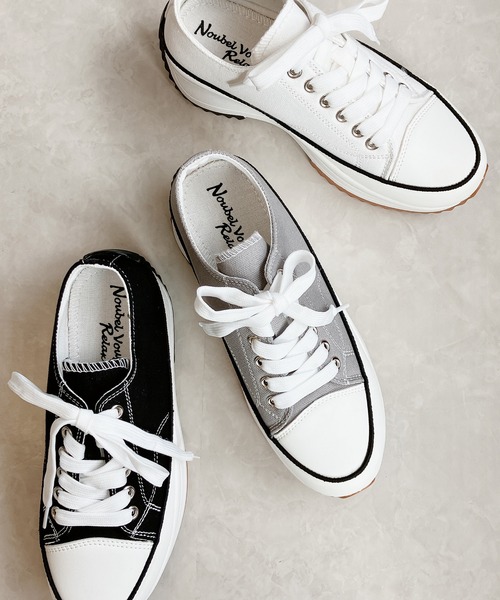 Noubel Voug Relax（ヌーベルヴォーグリラックス）の「厚底 キャンバス スニーカー（スニーカー・レディース・グレー/ホワイト/ブラック・M/S/LL/L/3L）」の5枚目の写真