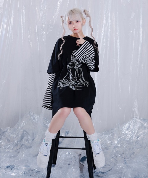 Pal elfy(パルエルフィー)の「ボーダードッキングイラストT(Tシャツ/カットソー・レディース・オフホワイト/ブラック/ホワイト系その他2/ブラック系その他・フリー)」の13枚目の写真