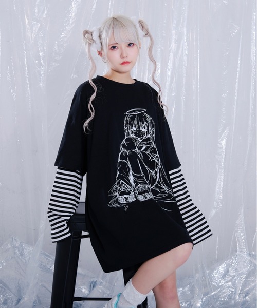 Pal elfy(パルエルフィー)の「ボーダードッキングイラストT(Tシャツ/カットソー・レディース・オフホワイト/ブラック/ホワイト系その他2/ブラック系その他・フリー)」の10枚目の写真
