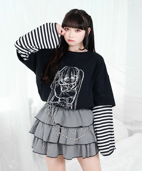 Pal elfy(パルエルフィー)の「ボーダードッキングイラストT(Tシャツ/カットソー・レディース・オフホワイト/ブラック/ホワイト系その他2/ブラック系その他・フリー)」の22枚目の写真