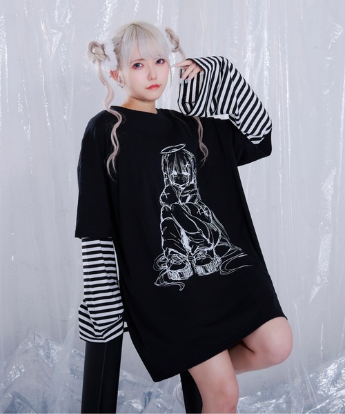 Pal elfy(パルエルフィー)の「ボーダードッキングイラストT(Tシャツ/カットソー・レディース・オフホワイト/ブラック/ホワイト系その他2/ブラック系その他・フリー)」の16枚目の写真