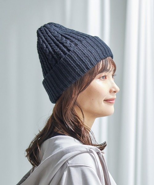 Honeys（ハニーズ）の「リバーシブルニット帽（ニットキャップ/ビーニー・レディース・パープル/モカ/ブラック/アイボリー・FREE）」の9枚目の写真