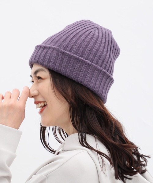 Honeys（ハニーズ）の「リバーシブルニット帽（ニットキャップ/ビーニー・レディース・パープル/モカ/ブラック/アイボリー・FREE）」の12枚目の写真