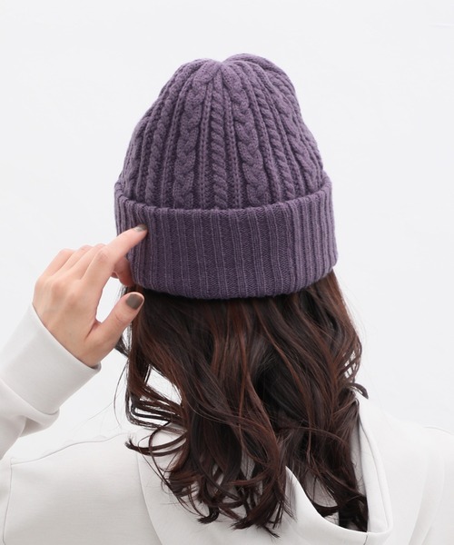 Honeys（ハニーズ）の「リバーシブルニット帽（ニットキャップ/ビーニー・レディース・パープル/モカ/ブラック/アイボリー・FREE）」の13枚目の写真