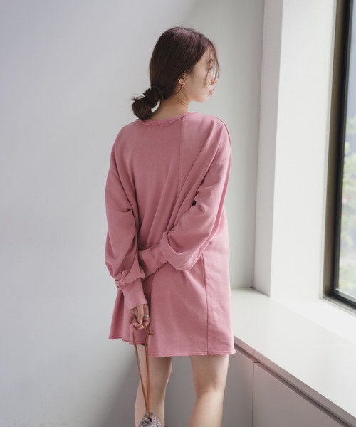 Kastane（カスタネ）の「ピグメントスウェットプルオーバー（スウェット・レディース・チャコールグレー/アイボリー/ピンク・M/S）」の16枚目の写真