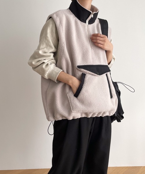 CANAL JEAN(キャナルジーン)の「arc ボアベストセットアップ(セットアップ・レディース・ベージュ・ONE SIZE)」の5枚目の写真