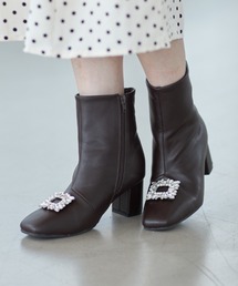 tocco closet | クリアビジュー付きスクエアショートブーツ(ブーツ)