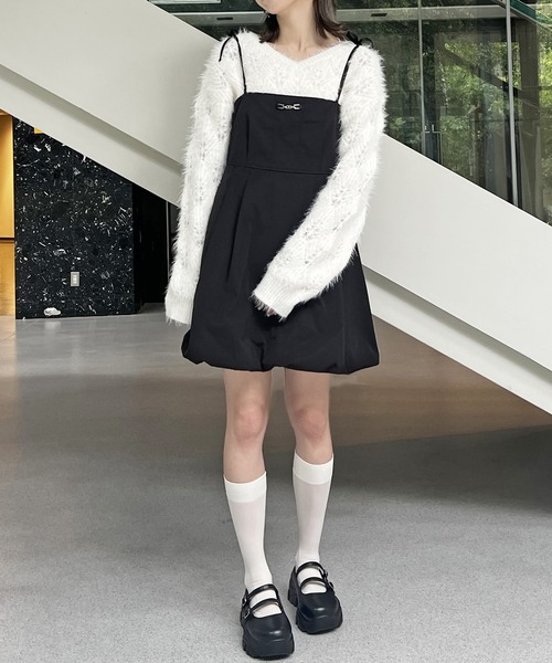 NICOLE CLUB(ニコル クラブ)の「前後2WAY透かし編みニットプルオーバー(ニット/セーター・レディース・グリーン/オフホワイト/サックスブルー・FREE)」の15枚目の写真