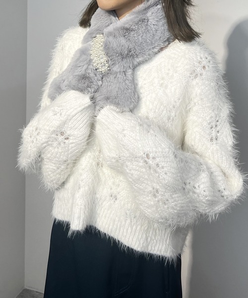 NICOLE CLUB(ニコル クラブ)の「前後2WAY透かし編みニットプルオーバー(ニット/セーター・レディース・グリーン/オフホワイト/サックスブルー・FREE)」の16枚目の写真