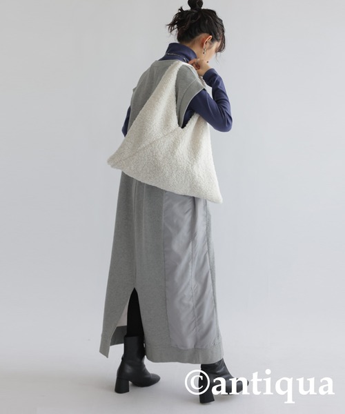 antiqua（アンティカ）の「ボア素材トートバッグ（トートバッグ・レディース・ホワイト/ブラック・FREE）」の5枚目の写真