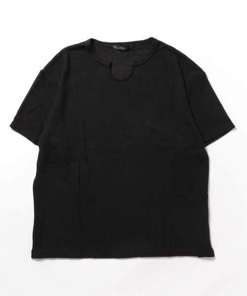 NO WAY(ノーウェイ)の「ビッグシルエットキーネックTシャツ(Tシャツ/カットソー・メンズ・ホワイト/ブラック・MEDIUM/LARGE/FREE)」の4枚目の写真