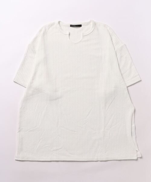 NO WAY(ノーウェイ)の「ビッグシルエットキーネックTシャツ(Tシャツ/カットソー・メンズ・ホワイト/ブラック・MEDIUM/LARGE/FREE)」の6枚目の写真