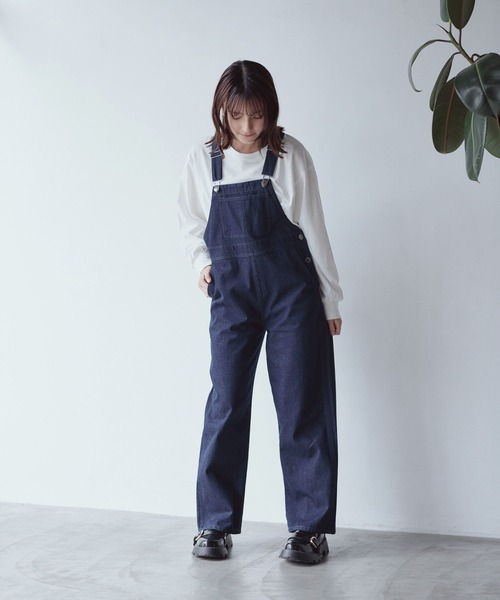 GLOBAL WORK(グローバルワーク)の「大人見えオーバーオール/AND YUA ANY/976519(デニムパンツ・キッズ・ブラック/ワンウォッシュ/キナリ/ライトブルー・150cm/160cm)」の10枚目の写真