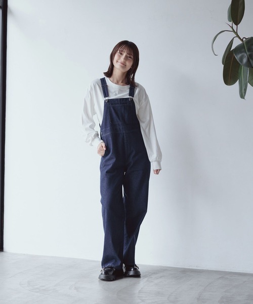 GLOBAL WORK(グローバルワーク)の「大人見えオーバーオール/AND YUA ANY/976519(デニムパンツ・キッズ・ブラック/ワンウォッシュ/キナリ/ライトブルー・150cm/160cm)」の11枚目の写真