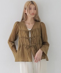 CLEIO | 【CLEIO】リボンギャザーシアーブラウス/RIBBON GATHERED SHEER BLOUSE/980-11618(シャツ/ブラウス)