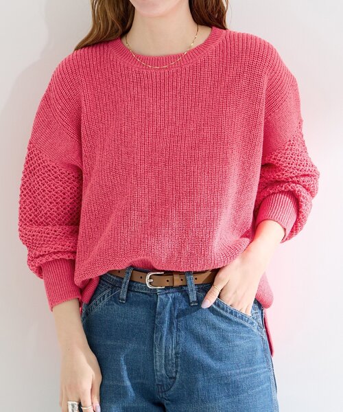 B.C STOCK(ベーセーストック)の「テープヤーンプルオーバー(ニット/セーター・レディース・ホワイト/グリーン/レッド/ブラック/アイボリー/ライトグレー/ピンク・FREE)」の6枚目の写真