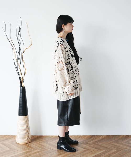 Aphlotus(アプロタス)の「クロシェ編み L/S メッシュ シアーニット(ニット/セーター・メンズ・アイボリー/ブラック・LARGE/MEDIUM)」の13枚目の写真