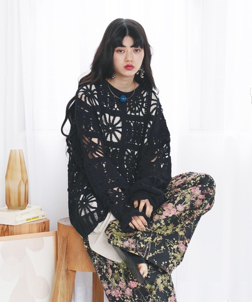 Aphltous クロシェ編み L/S メッシュ シアーニット Aphlotus（アプロタス）の「クロシェ編み L/S メッシュ シアー