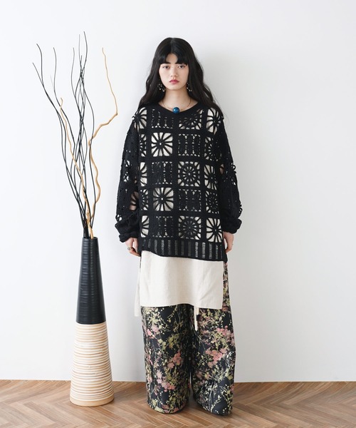 Aphltous クロシェ編み L/S メッシュ シアーニット Aphlotus（アプロタス）の「クロシェ編み L/S メッシュ シアー