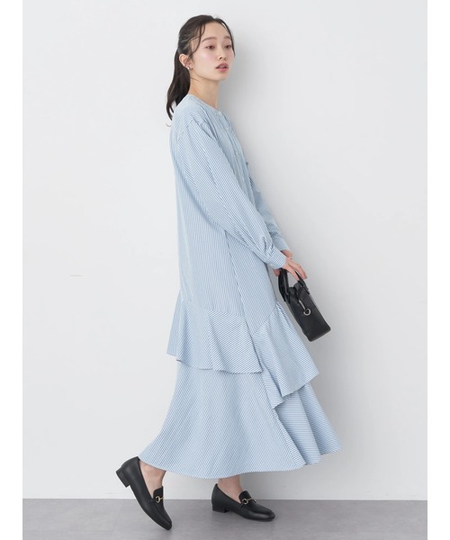 earth music&ecology（アースミュージックアンドエコロジー）の「イレギュラーヘムシャツワンピース（シャツワンピース・レディース・オフホワイト/ストライプ/サックスブルー系3・FREE）」の11枚目の写真