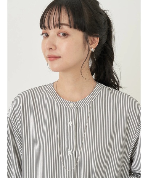 earth music&ecology（アースミュージックアンドエコロジー）の「イレギュラーヘムシャツワンピース（シャツワンピース・レディース・オフホワイト/ストライプ/サックスブルー系3・FREE）」の12枚目の写真