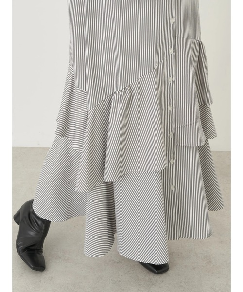 earth music&ecology（アースミュージックアンドエコロジー）の「イレギュラーヘムシャツワンピース（シャツワンピース・レディース・オフホワイト/ストライプ/サックスブルー系3・FREE）」の15枚目の写真