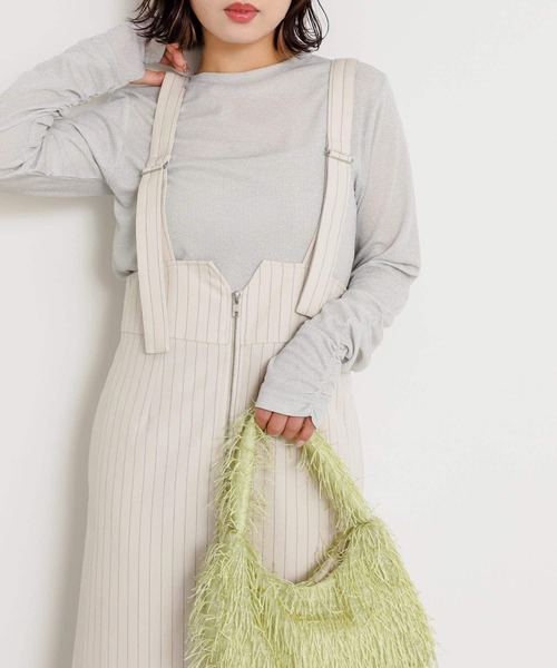 SENSE OF PLACE by URBAN RESEARCH（センスオブプレイスバイアーバンリサーチ）の「ラメリブロングTシャツ（Tシャツ/カットソー・レディース・ピンク/ブラック/オフホワイト・ONE）」の6枚目の写真