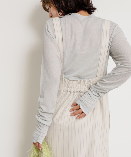 SENSE OF PLACE by URBAN RESEARCH（センスオブプレイスバイアーバンリサーチ）の「ラメリブロングTシャツ（Tシャツ/カットソー・レディース・ピンク/ブラック/オフホワイト・ONE）」の7枚目の写真