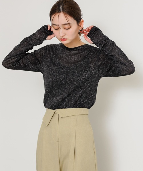 SENSE OF PLACE by URBAN RESEARCH（センスオブプレイスバイアーバンリサーチ）の「ラメリブロングTシャツ（Tシャツ/カットソー・レディース・ピンク/ブラック/オフホワイト・ONE）」の10枚目の写真